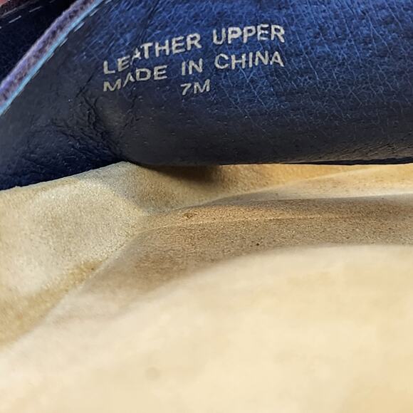 J Slides Women Lust Slip One Buckle Strap Sandal Size 7M Blue Green Camo Leather - Picture 5 of 8